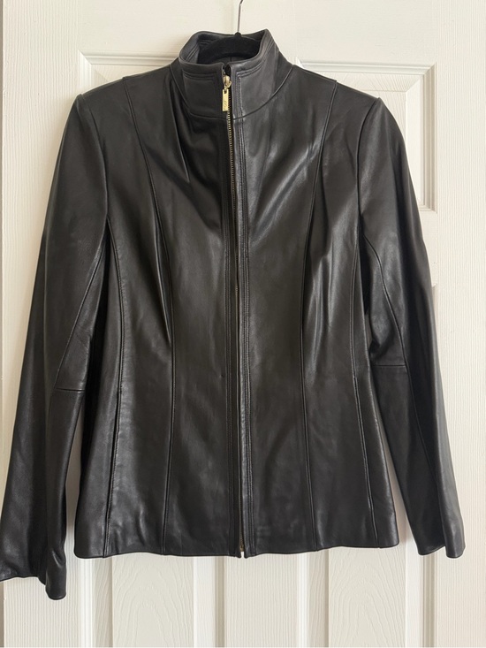 Cole Haan Jackets & Blazers - Cole Haan Black Leather Zip-Front Women's Jacket